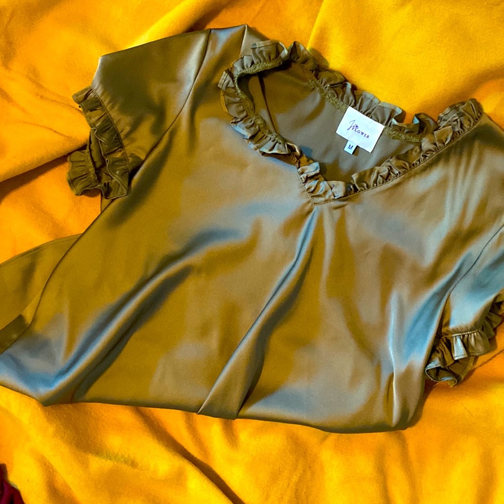 Flower Green Silk top